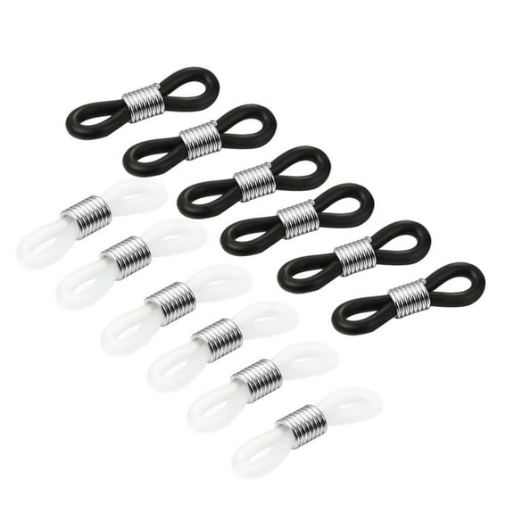 MRLESS 12 Pcs Eyeglass Chain with Rubber Holders, 6 White and 6 Black, Glasses Chain for Reading and Sunglasses