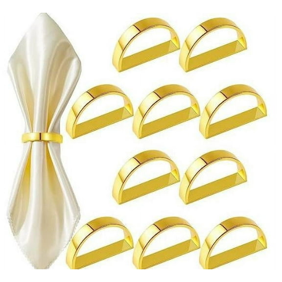 MRLESS Set of 12 Metal Napkin Rings Semicircle Zinc Alloy Serviette Holders for Wedding, Dinner Party, Holiday Table Decor