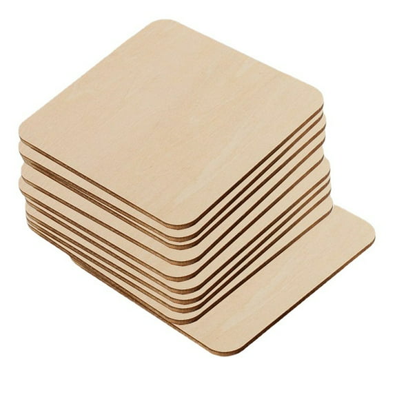 MRLESS 12PCS Wooden Square Blanks DIY Craft Wood Slices Unfinished Wood Chips for Kids Art Projects and Creative Activities