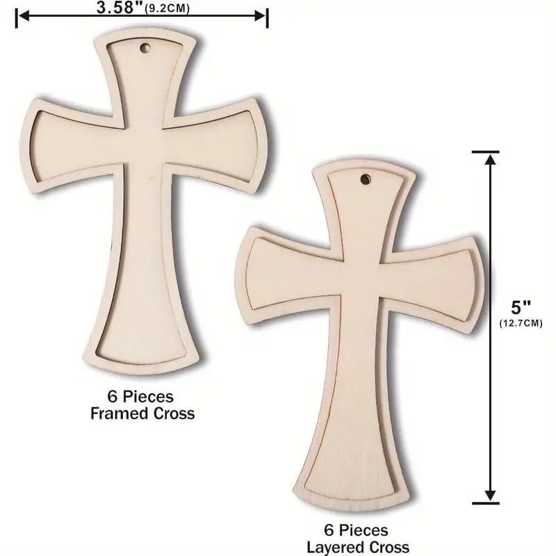 MRLESS 12pcs DIY Wooden Cross Hanging Ornaments for Kids Adults ...