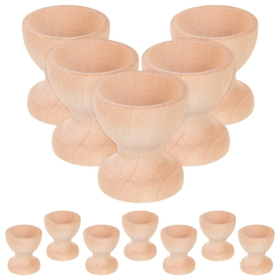 MRLESS 12pcs DIY Wooden Egg Holders for Easter Crafts Unfinished Wooden Egg Display Rack Easter Eggs Holder for Kids Craft Projects