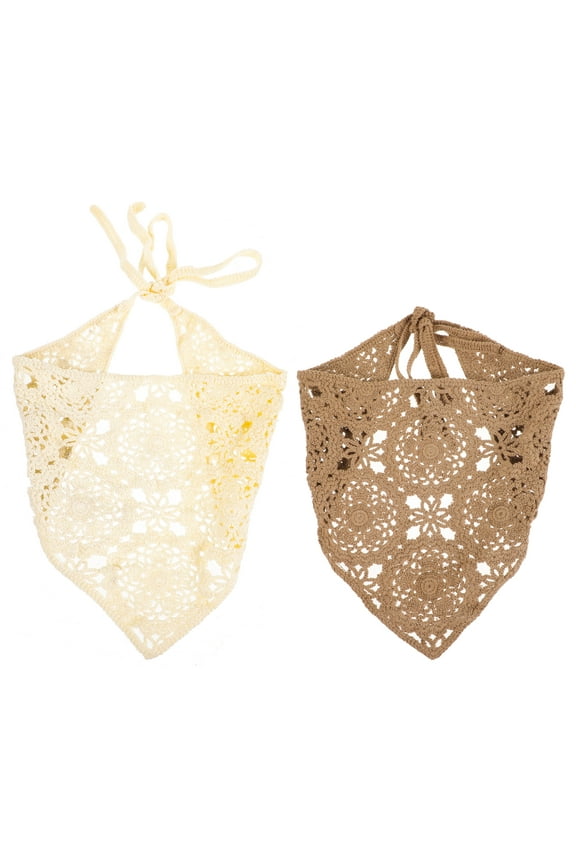 2 pcs Crochet Bandana Headband Triangle Hair Scarf Decorative Hair Bandana for Women