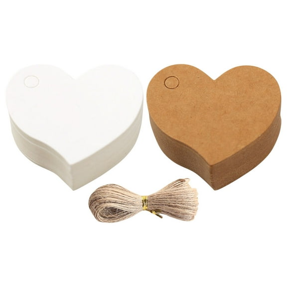 MRLESS 200 Pcs Heart Tags With String Valentines Heart Shaped Paper Tags Blank Hang Tags For Diy Crafts Presents Wrapping Wedding Party Decorations