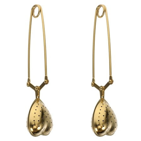 MRLESS Set of 2 Heart-Shaped Stainless Steel Tea Infusers with Handle, Creative Tea Strainers for Home and Tea Parties, Golden