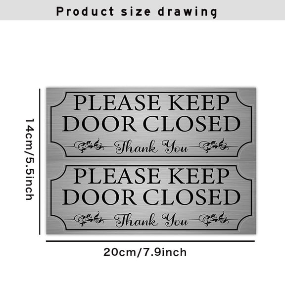 WEUVEB 2-Pack Black Metal Door Keep Closed Sign Sticker Adhesive Notice Decal for Home Office Use