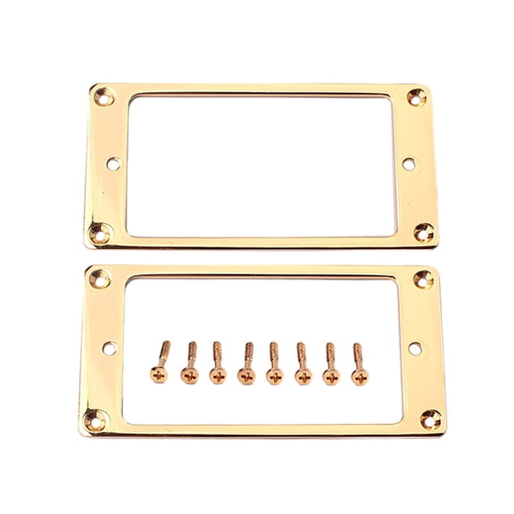 MRLESS 2-Pack Flat Metal Humbucker Pickup Mounting Rings with Screws, 92x46mm Flat Base Frame for Guitar, Golden