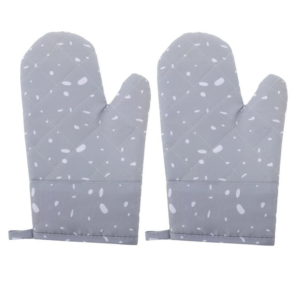 MRLESS Set of 2 Heat Resistant Silicone Oven Mitts, Thickened Insulated Kitchen Gloves for Baking, Cooking, and Microwave Use