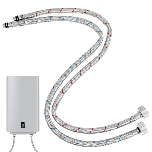 MRLESS Set of 2 Stainless Steel Flexible Faucet Hoses for Kitchen Basin Connector