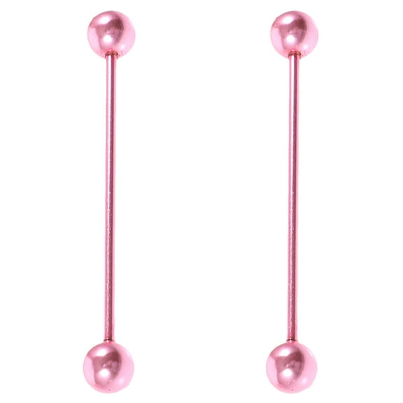 MRLESS 2pcs Stainless Steel Long Cartilage Barbell Earrings Electroplated Industrial Ear Piercing Barbell Jewelry Set