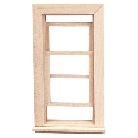 MRLESS 2pcs Miniature Dollhouse Unfinished Wooden Window 1:12 Scale Mini Wood Window Frames For Dollhouse Furniture Accessories