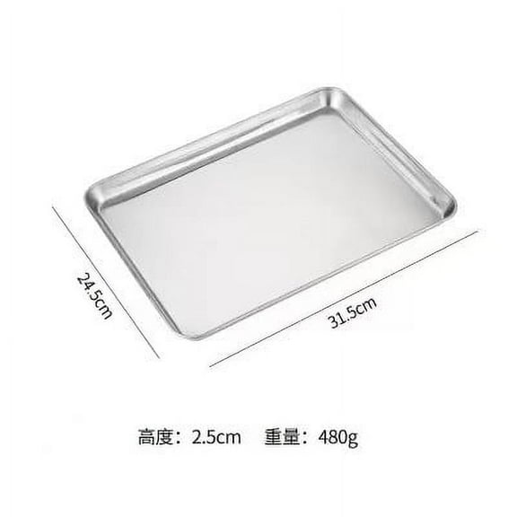 MRLESS 2pcs Stainless Steel Baking Tray Cookie Pan Rectangular Toaster Oven Pan Hot Pot Serving Tray Bakeware for Cooking Roasting