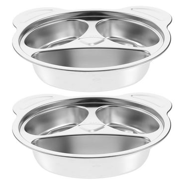 MRLESS 2pcs Stainless Steel Kids Plates Panda Shape Divided Plates For Toddlers Unbreakable Lunch Trays For Kindergarten And Home