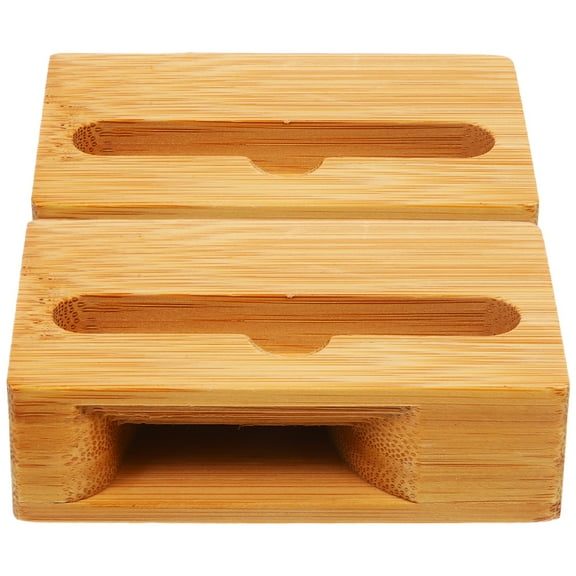 MRLESS Set of 2 Universal Bamboo Speaker Stands Multi-Functional Phone Amplifier Dock Desktop Sound Amplifier Holder for Cell Phones
