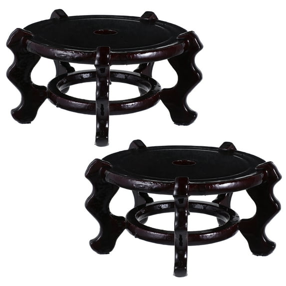 MRLESS 2pcs Wooden Plant Stands Oriental Style Indoor Furniture Plant Stand Vase Stand Round Wood Riser Flower Pot Display Base for Home