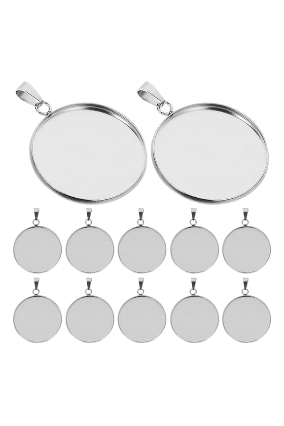 30pcs Pendant Trays Round Pendant Bezels Setting Cabochon Blank Base for DIY Jewelry Making 25mm