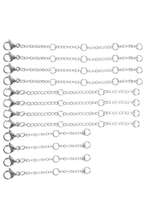 30-Piece Silver Bracelet and Necklace Extender Set with Sparkling Rhinestone Clasps