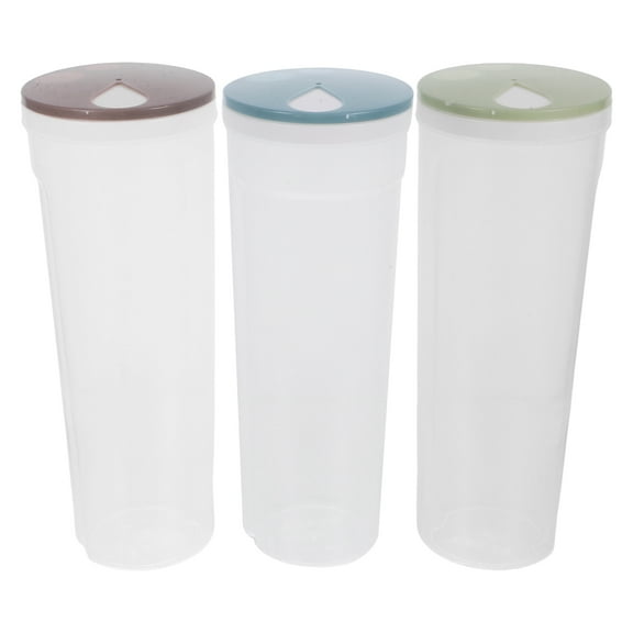 MRLESS Set of 3 Transparent Round Plastic Storage Containers for Kitchen, Perfect for Noodles, Grains, and Food Storage