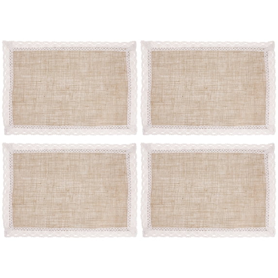 MRLESS 4 Pcs Natural Jute Placemats Lace Burlap Placemats Heat Resistant Farmhouse Table Mats For Holidays Thanksgiving Christmas Or Everyday Meals