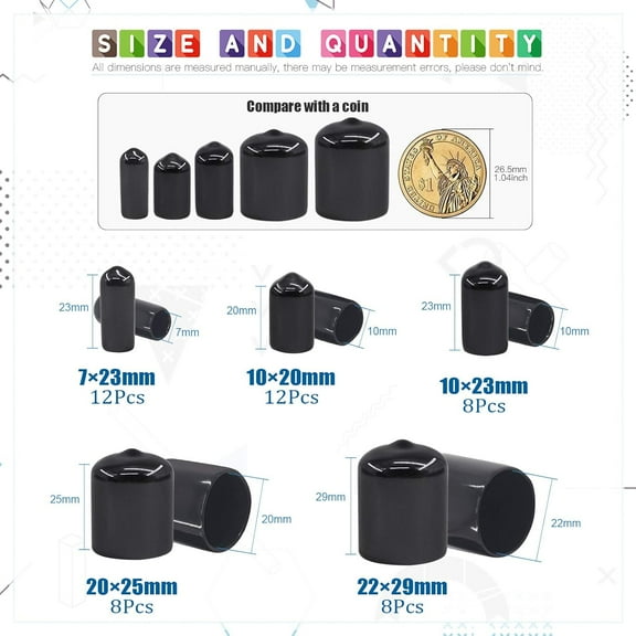 MRLESS 48PCS Rubber Tips Screw Thread Caps Screw Caps Rubber Thread Protectors Screw Covers Caps Rubber End Caps for Screws and Bolts