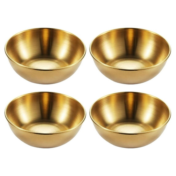 MRLESS 4Pcs Stainless Steel Dipping Sauce Cups Metal Serving Bowls Golden
