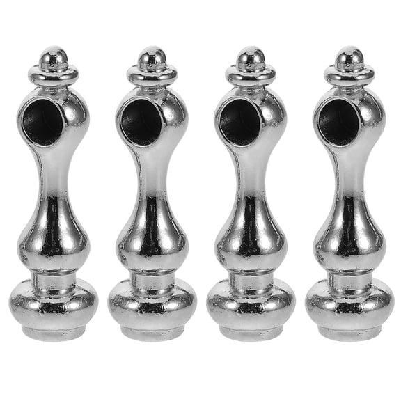 4Pcs Zinc Alloy Glass Railing Post End Caps, Metal Spindles Furniture Connectors for Wine Cabinet, Easy Install Decorative Spindles for Home