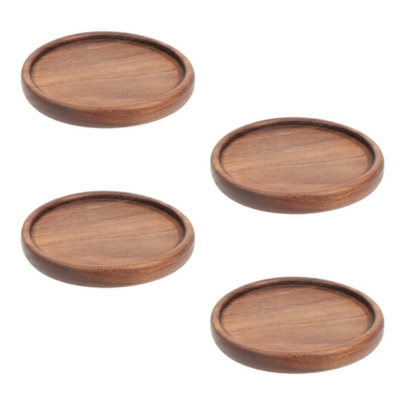 MRLESS 4pcs Wooden Drink Coasters Round Reusable Absorbent Cup Pad Hot Teacup Mats