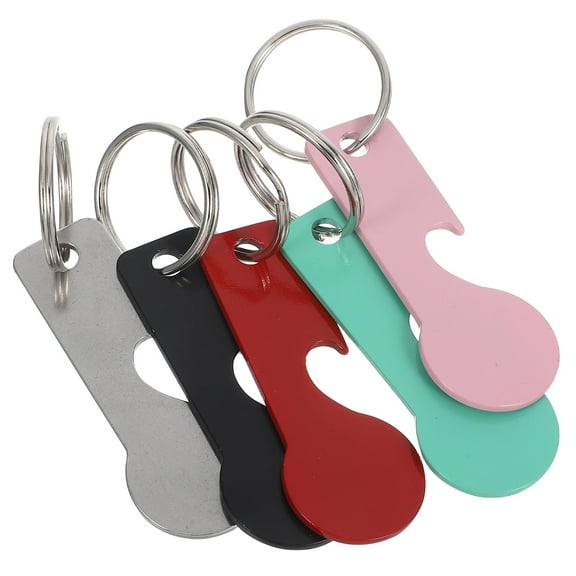 MRLESS 5-Pack Portable Stainless Steel Shopping Cart Coin Keychain for Grocery Trolley Token Release and Key Holder Accessory