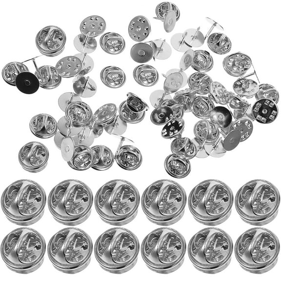 MRLESS 50 Metal Badge Pin Backs for Jewelry Making (Silver)