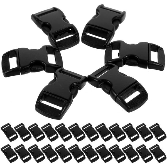 MRLESS 50pcs Durable Hard Plastic Side Release Buckles for Webbing /Dog Collar /Paracord Bracelets (Black)
