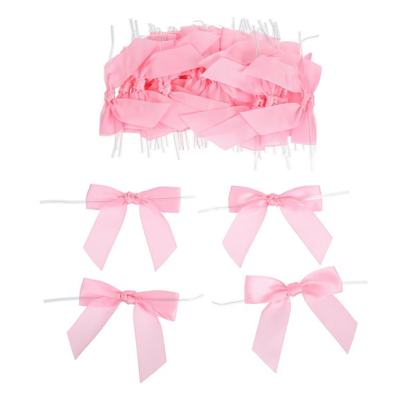 MRLESS 50pcs Elegant Ribbon Bow Set with Twist Ties for Gift Bags, DIY Lollipop Decorations, Present Wrapping, and Food Sealing