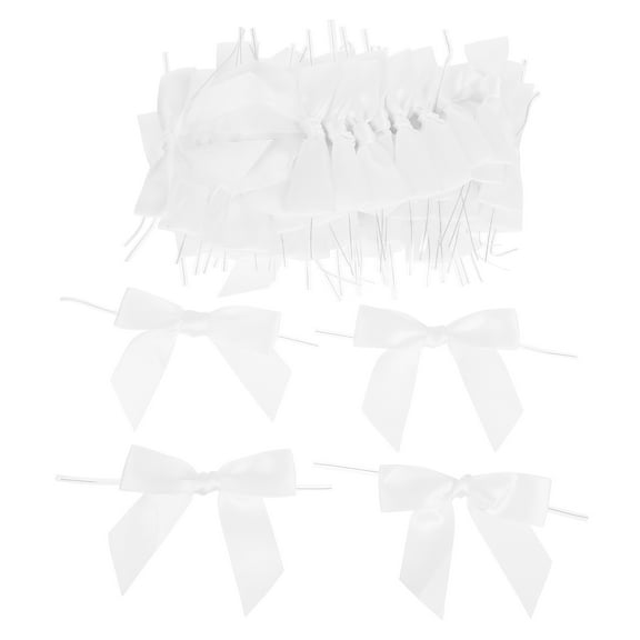 MRLESS 50pcs Elegant Ribbon Bows With Twist Ties For Present Bags Diy Lollipop Decor Present Wrapping Twist Tie Bows Food Sealing Twist Tie