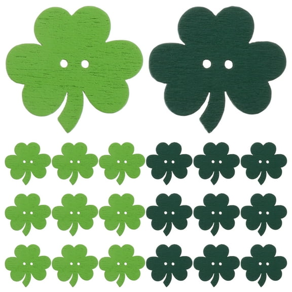 50pcs St. Patrick's Day Shamrock Wooden Buttons Irish Festival Craft Badges for Sewing, Party Decorations and Projects