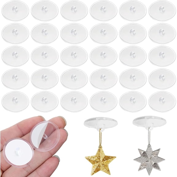 MRLESS 50pcs Transparent Self-Adhesive Ceiling Hook Strong Adhesive Hooks For Hanging Lanterns Wind Chime Plants And Decorations (2.2cm)
