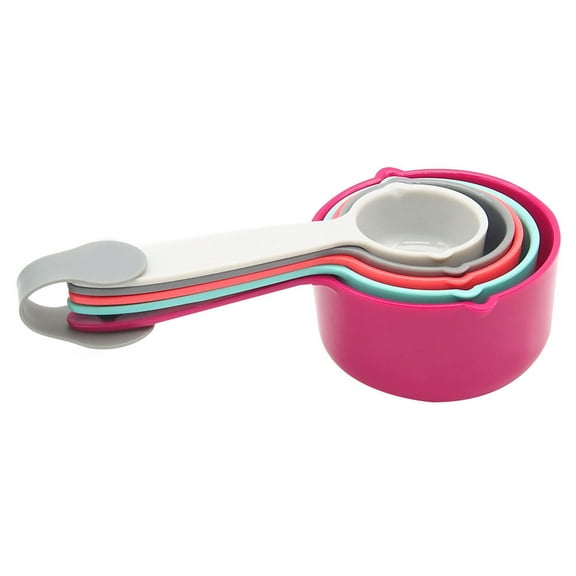 MRLESS 5Pc Collapsible Plastic Measuring Cups - Assorted Colors for Kitchen Cooking