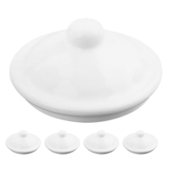 MRLESS 5Pcs Small Enamel Lid for Teacups and Water Bottles Round Ceramic Cover for Coffee Mugs Reusable Cup Covers Replacement White