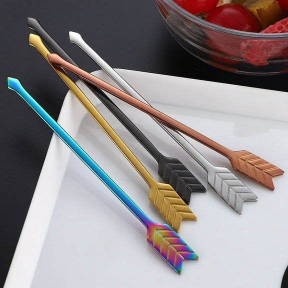 MRLESS 5-Pack Reusable Stainless Steel Coffee Stir Sticks for Hot and Cold Beverages, Metal Cocktail Swizzle Stirrers for Drinks