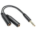 thumbnail image 1 of MRLESS 6.35mm Stereo Cable Headphone Earphone Audio Cable Micphone Y Splitter Adapter 1 Male to 2 Female Connected Cord to Laptop (Black), 1 of 6