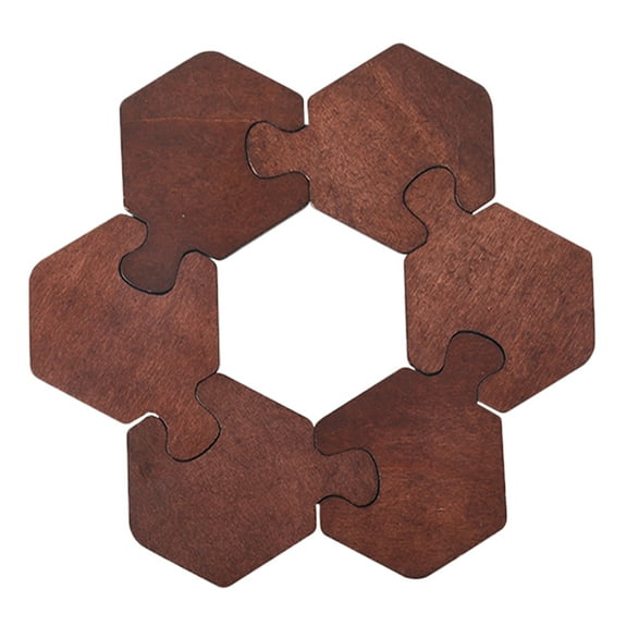 MRLESS Set of 6 Wooden Hexagon Drink Coasters for Coffee Mugs and Wine Bottles, Perfect for Bar and Table Use
