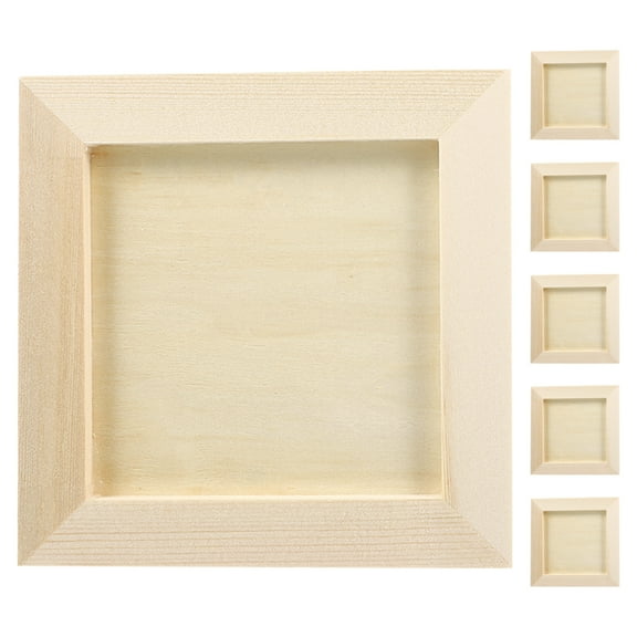 MRLESS 6pcs Clay Picture Frames DIY Wooden Craft Frames for Kids Art Projects Supplies Unfinished Wood Photo DIY Kit for Home Decoration 10X10CM