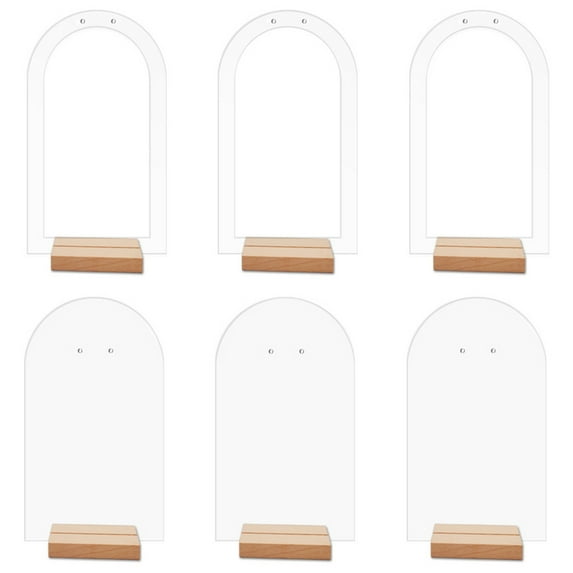MRLESS Set of 6 Clear Acrylic Earring Holders with Wooden Bases for Stud and Dangle Earrings Display