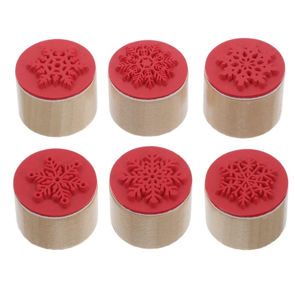 MRLESS 6pcs Wooden Stamps Set for DIY Crafting, Card Making, Scrapbooking with Snowflake Carving Designs for Handbook Decoration