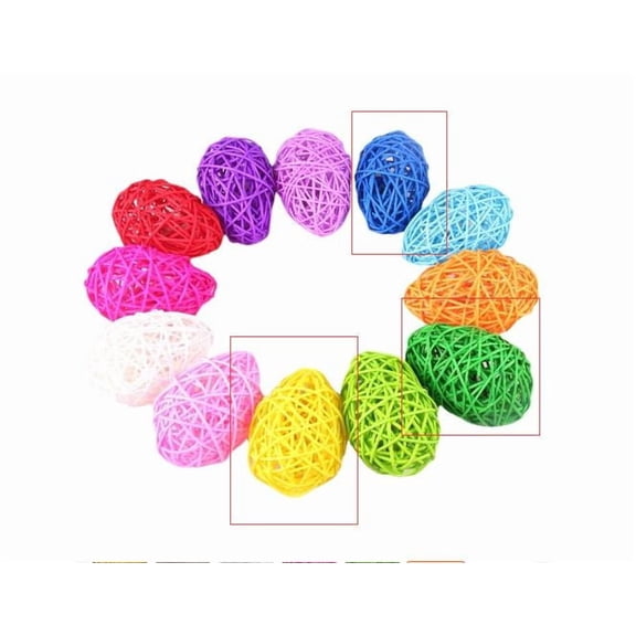 MRLESS 6pcs Easter Egg Shape Wicker Rattan Balls Boho Style Decorative Balls for Weddings Seasonal Decor Vase Fillers Holiday Decorations