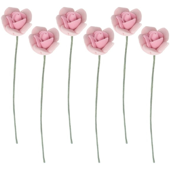 MRLESS 6pcs Mini Rose Flower Picks for Dollhouse, Micro Landscape, Miniature Bouquet, Garden Craft, DIY Dollhouse Decoration