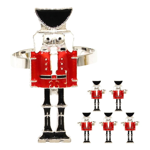 MRLESS 6pcs Nutcracker Napkin Rings Christmas Napkin Holder Rings Metal Napkin Rings Xmas Holiday Serviette Buckles for Dinner Table