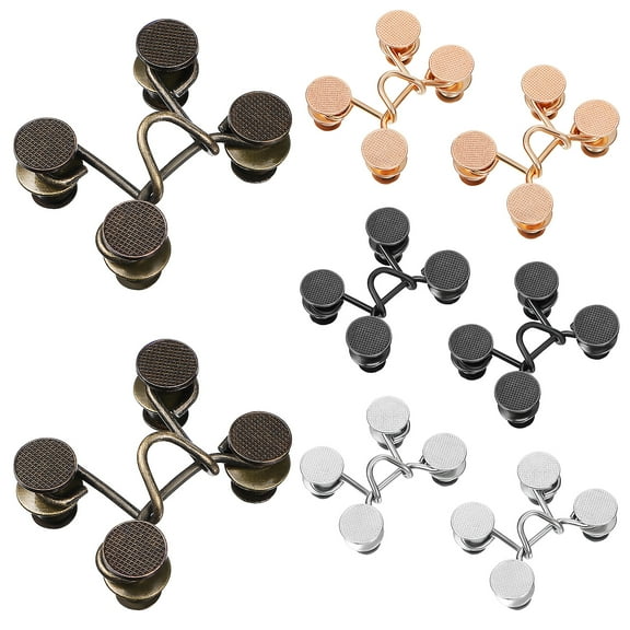 8 Sets Waist Adjuster Clips for Jeans with No Sewing Metal Buttons Multi Colors for Jeans Use