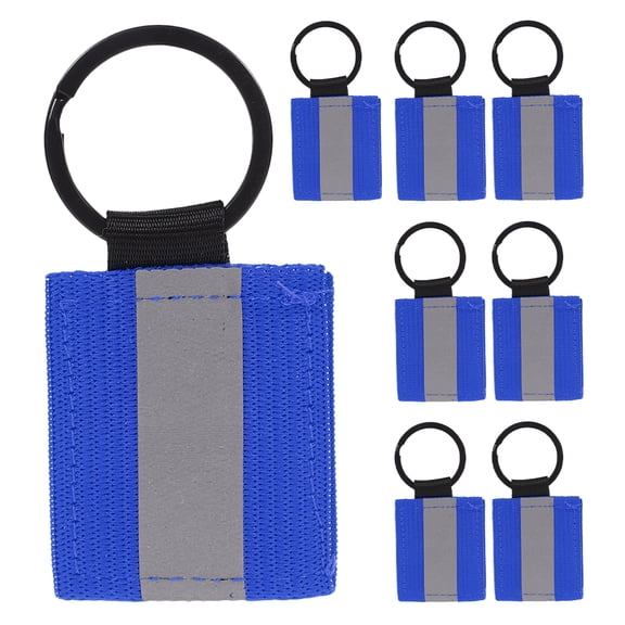 WEUVEB 8Pcs Reflective Backpack Keychains Blue Lightweight Durable Nylon Aluminum Alloy Accessories