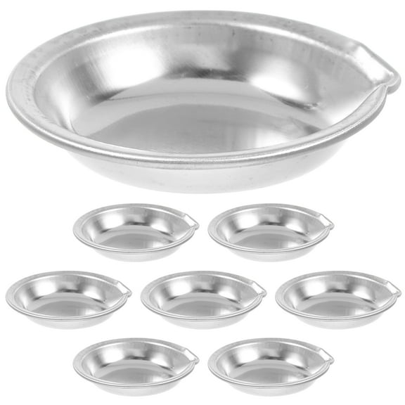 MRLESS 8pcs Stainless Steel Paint Palettes For Watercolor And Oil Painting Small Round Easy To Clean Painting Makeup Palette Paint Tray with Pour Spout