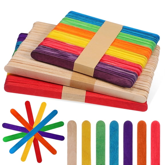 MRLESS ARTIBETTER 150-Piece Colored Wooden Craft Sticks Set for Arts, Projects, Kids Crafts and School Activities
