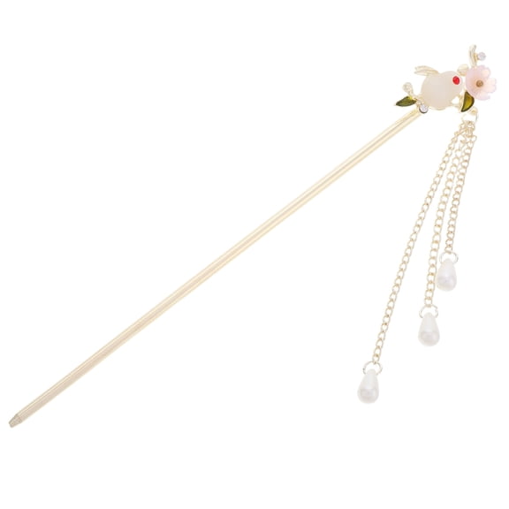 MRLESS Cute Bunny Hairpin for Kids with Retro Chinese Tassel, Elegant Alloy Hair Chopsticks Hair Accessories for Women Hanfu