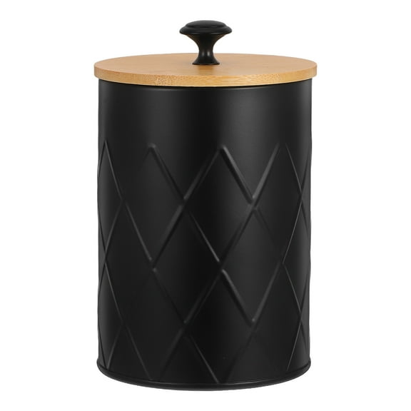 MRLESS Black Airtight Kitchen Canisters with Lids, Metal Storage Containers for Coffee Beans, Tea, Sugar, Flour, Countertop Organizer